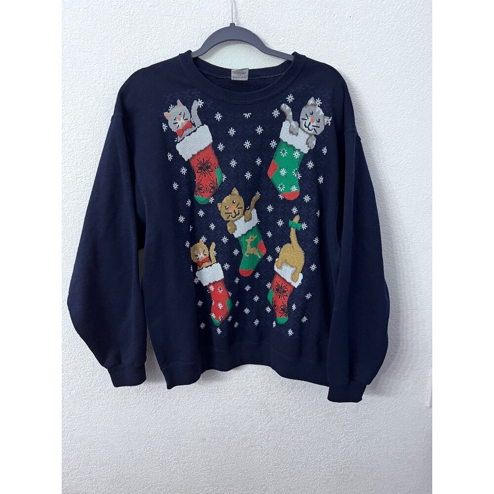 Jerzee’s Christmas cats sweatshirt women size large